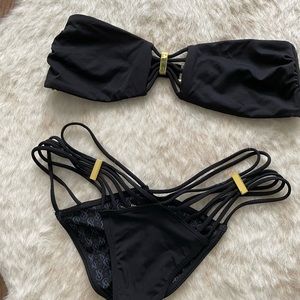 Victoria's Secret Black Bikini with Gold Accents